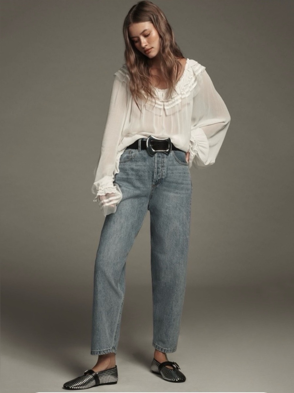Favorite Daughter The Nikki Mid Rise Barrel Jeans in Venice Vintage Blue size 27